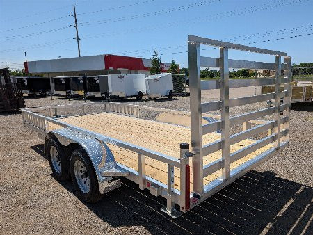 New Silver Ox 7x16 Tandem Axle Aluminum Utility Trailer with HD and Side Ramps