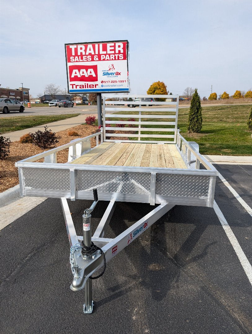 Silver Ox 7x14 Single Axle Aluminum Utility Trailer  with Stoneguard