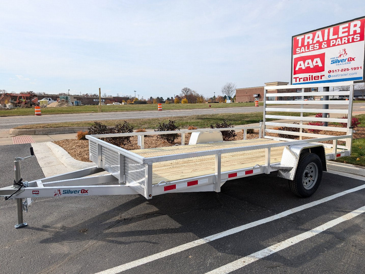 Silver Ox 7x14 Single Axle Aluminum Utility Trailer  with Stoneguard