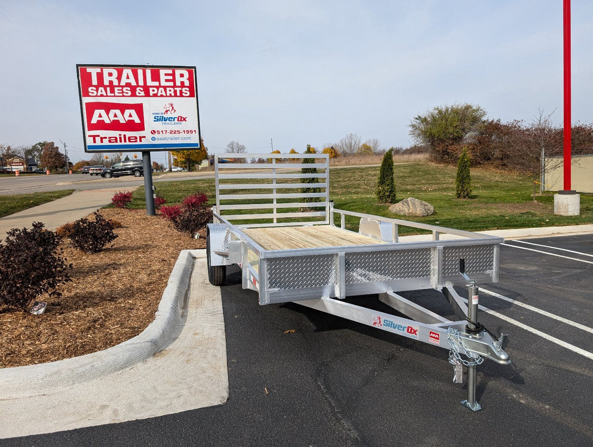 Silver Ox 7x14 Single Axle Aluminum Utility Trailer  with Stoneguard