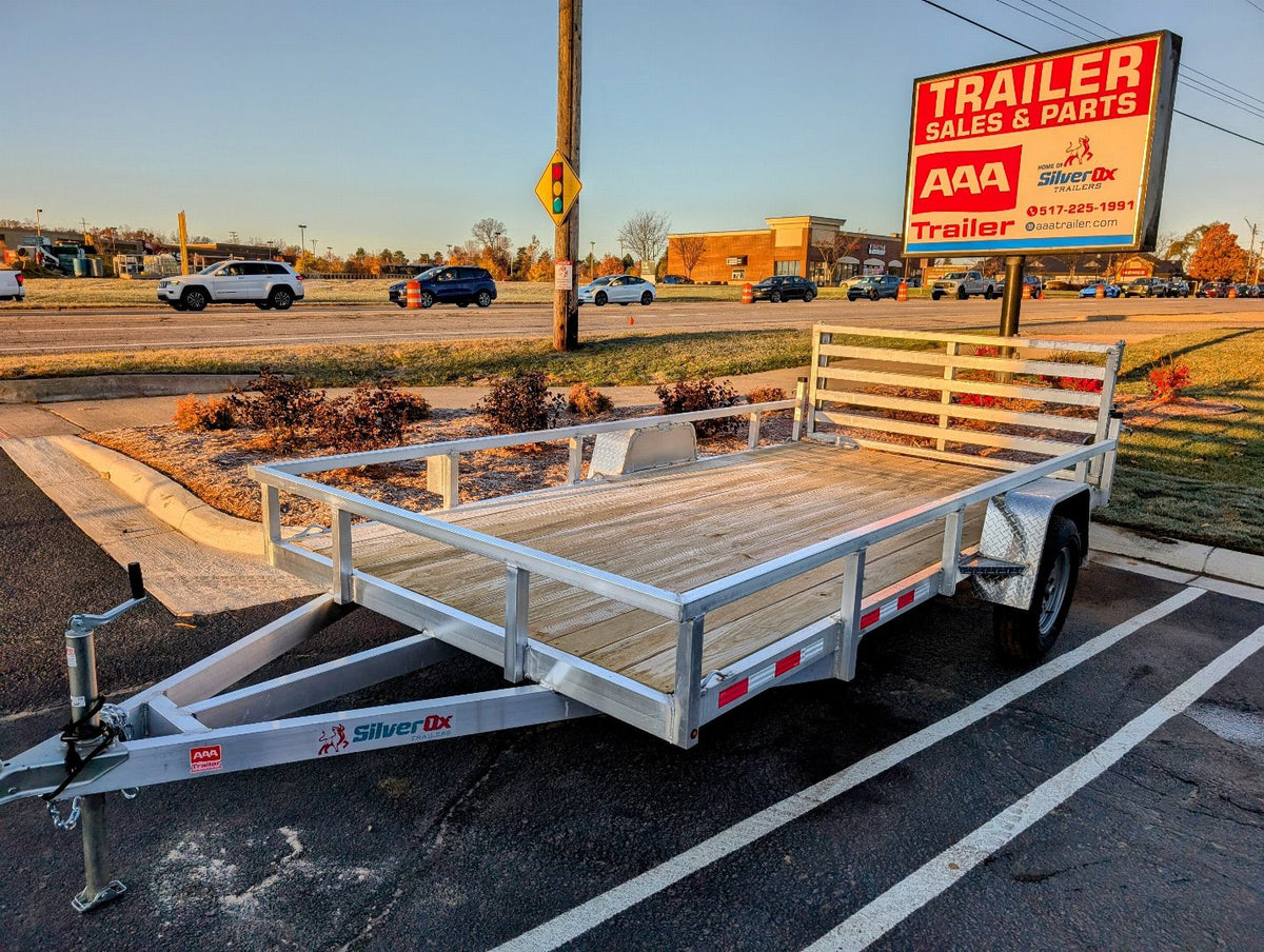 Silver Ox 7x14 Single Axle Aluminum Utility Trailer with Folding Gate