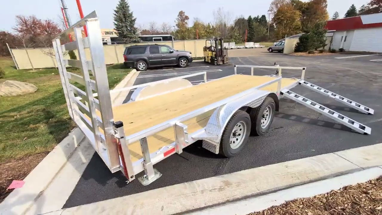 New Silver Ox 7x16 Tandem Axle Aluminum Utility Trailer with HD and Side Ramps