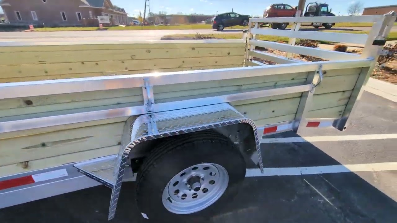 New Silver Ox 6x12 Single Axle Woody  3 Board Aluminum Utility Trailer with Dovetail, Bi fold Gate,  and Extra Tie Downs