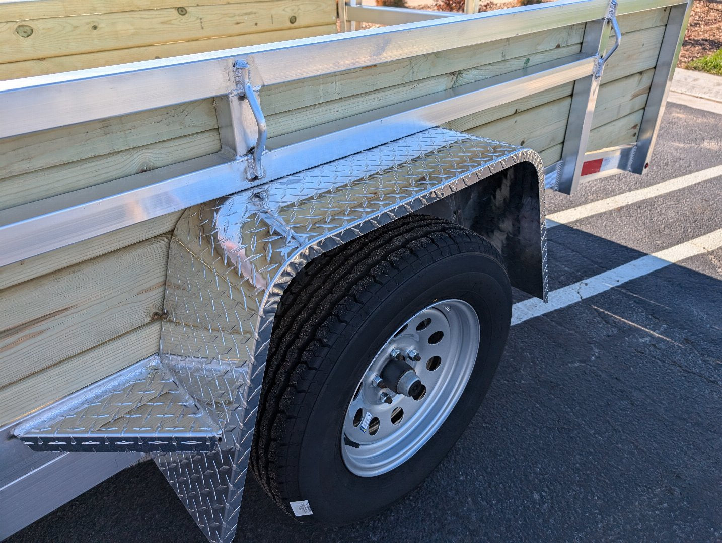 New Silver Ox 6x12 Single Axle Woody  3 Board Aluminum Utility Trailer with Dovetail, Bi fold Gate,  and Extra Tie Downs