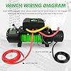 Winch 9500lb Winch 12V Waterproof Electric Winch Synthetic Rope Winch with Wireless Remote and Corded Control for Truck SUV Jeep Wrangle (Green Rope)