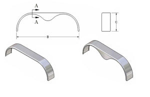 Aluminum Tandem Fender 9x72x20 Smooth Teardrop