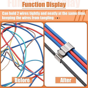 Trailer Frame Wire Clips Stainless Steel Metal Cable Clips 22.5 mm/ 0.89 Inch Solar Panel Double Wire Clamps Trailer Clamps for PV Wiring Boat Cable