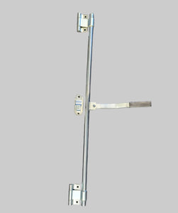A 45-inch zinc plated trailer door cam bar lock, with rubber handle, displayed on a grey background.