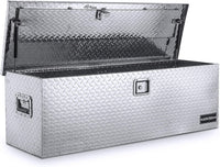 49 Inch Aluminum Diamond Plate Tool Box, Heavy Duty Waterproof Tongue Storage Organizer box - detail view | AAA Trailer