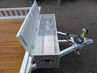 49 Inch Aluminum Diamond Plate Tool Box, Heavy Duty Waterproof Tongue Storage Organizer box - close-up view | AAA Trailer