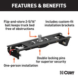 Curt 60683 Double Lock EZ Gooseneck Hitch Kit with Brackets, Select Ford F-250, F-350