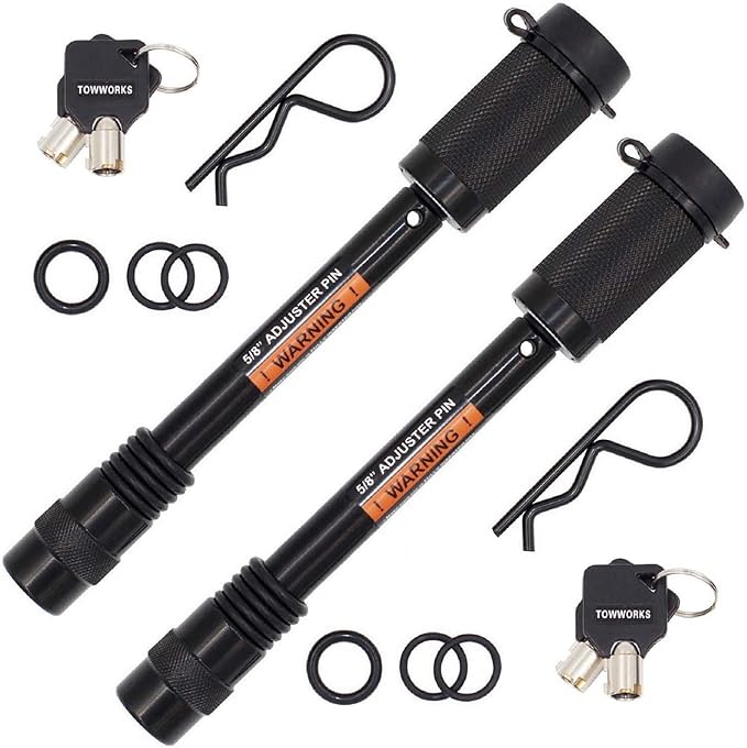 TowWorks 79832 Keyed Alike 5/8" Trailer Hitch Lock with Extra Long 4-1/2" Span Pair