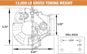 Pintle Hook 6 Tom with Hardware - Buyers - 10036