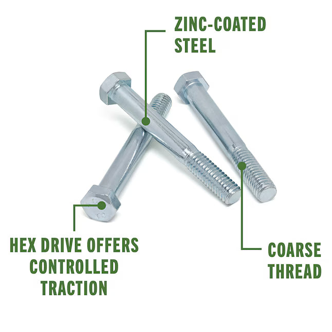 3/8-in x 3-in Zinc-Plated Coarse Thread Hex Bolt