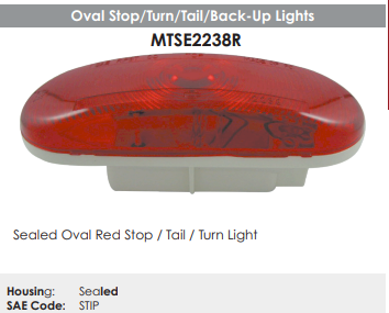 6.5" Oval Incandescent Red Stop Turn Trailer & Truck Tail Light