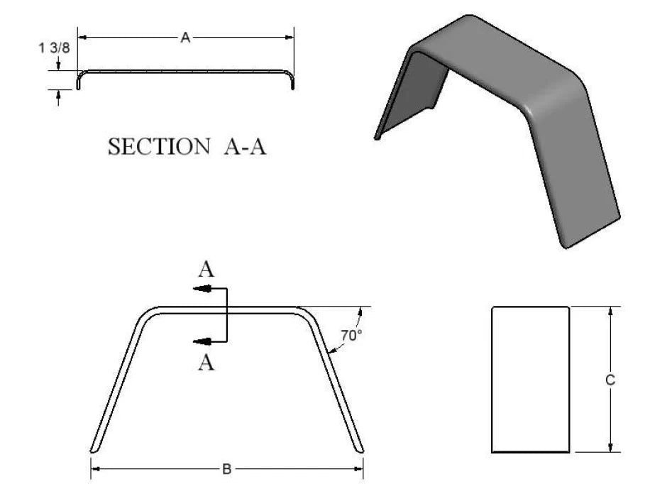 Aluminum Single Axle Fender with Reinforced Backer Plate