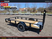 6x12 Steel Utility Trailer for Sale Near Howell, MI – Heavy-Duty Rice Trailer w/ Ramp Gate - 3,500 lb, 6x12 - full product vi