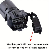 7-Way Round to 4 & 5 Pin Flat Trailer Adapter with Dust Covers - close-up view | AAA Trailer