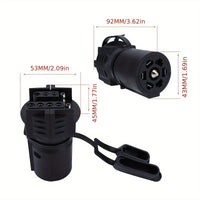 7-Way Round to 4 & 5 Pin Flat Trailer Adapter with Dust Covers - close-up view | AAA Trailer