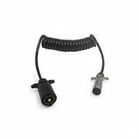 8' 7-Way RV blade to 6-way round trailer wiring adapter – coiled cord with 7-pin RV plug and 6-pin round connector