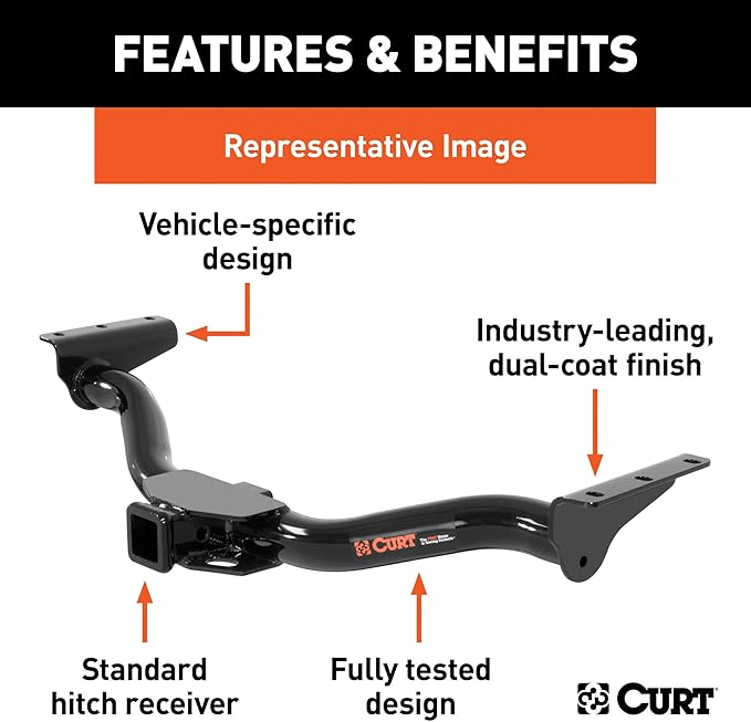 CURT 13454 Class 3 Trailer Hitch, 2-Inch Receiver, Compatible with Select Ford Escape, Lincoln Corsair , Black