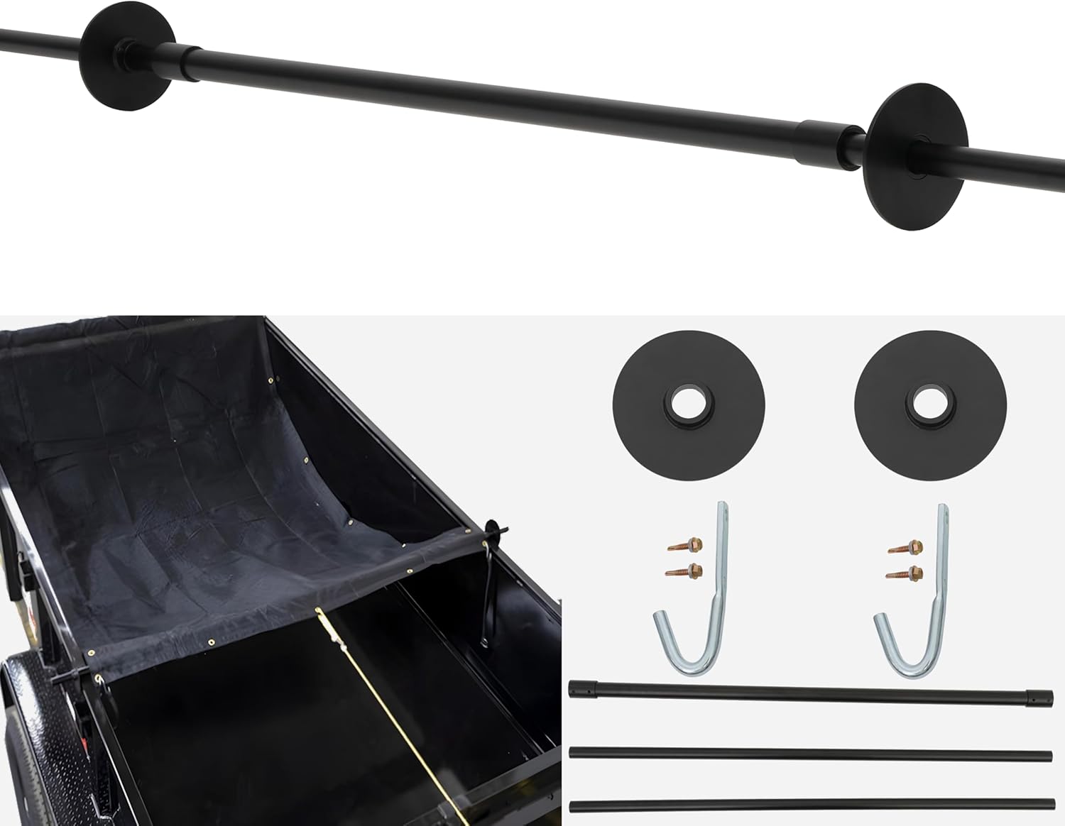 Dump Trailer Rear Tarp Bar, 100” Adjustable Extension Tarp Retention Pull Bar