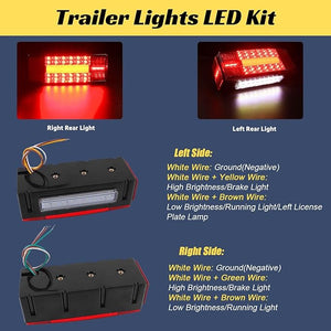 Boat Trailer Lights Kit, Submersible Trailer Light LED Kit with 25FT Wiring Harness Marker Lights Light Bar for 12V Boat Truck RV Over 80 Inch