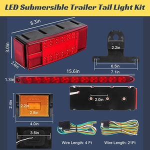 Boat Trailer Lights Kit, Submersible Trailer Light LED Kit with 25FT Wiring Harness Marker Lights Light Bar for 12V Boat Truck RV Over 80 Inch