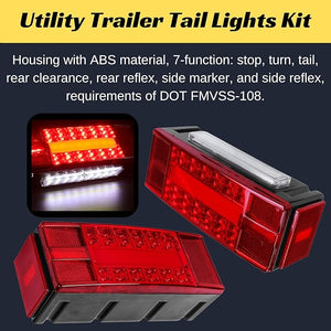 Boat Trailer Lights Kit, Submersible Trailer Light LED Kit with 25FT Wiring Harness Marker Lights Light Bar for 12V Boat Truck RV Over 80 Inch