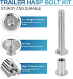 4 Pcs Trailer Hasp Bolt Kit for Trailer Cam Action Hasp, Trailer Hasp Bolt Kit, 2 in Stainless Steel Trailer Hasp Bolt for Cam Bar Lock