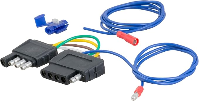 CURT 57187 4-Way to 5-Way Flat Trailer Wiring Adapter for Boat Trailers