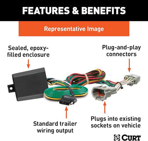 CURT 56507 Vehicle-Side Custom 4-Pin Trailer Wiring Harness, Fits Select Ford Escape