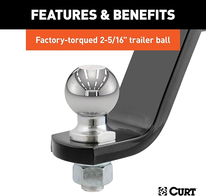 CURT 45065 Lifted Truck Trailer Hitch Mount with 2-5/16-Inch Ball & Pin, Fits 2-Inch Receiver, 7,500 lbs, 6-Inch Drop