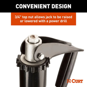 Lippert Curt Quick Drop Drill-Operated Tongue Jack, 2,000 lbs, 14