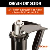 Lippert Curt Quick Drop Drill-Operated Tongue Jack, 2,000 lbs, 14" Travel #733926
