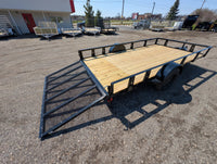 7x14 Steel Utility Trailer for Sale Near Howell, MI – Rice Tandem Axle w/ Ramp - 3,500 lb, 7x14 - alternate angle | AAA Trail