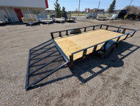 7x14 Steel Utility Trailer for Sale Near Howell, MI – Rice Tandem Axle w/ Ramp - 3,500 lb, 7x14 - close-up view | AAA Trailer