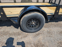 7x14 Steel Utility Trailer for Sale Near Howell, MI – Rice Tandem Axle w/ Ramp - 3,500 lb, 7x14 - close-up view | AAA Trailer
