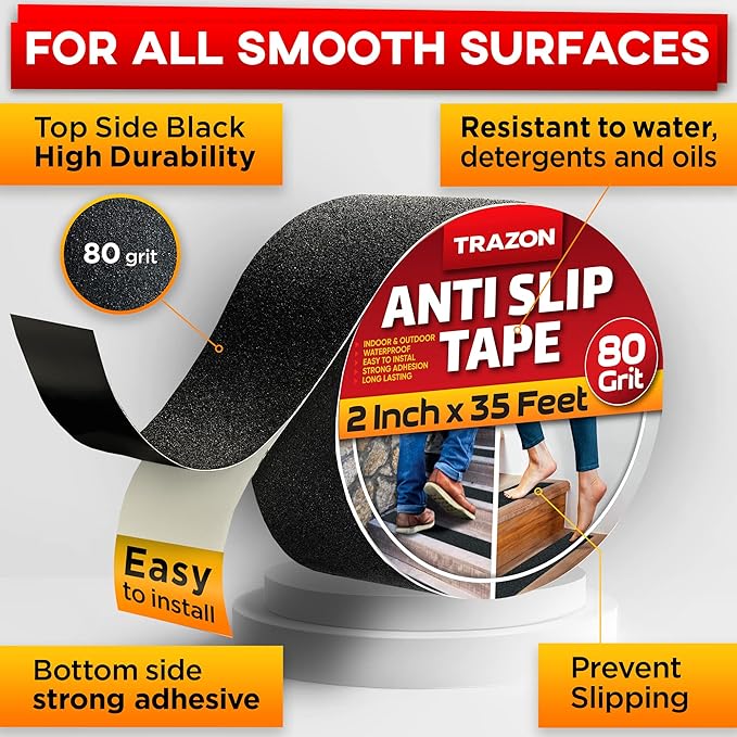 Grip Tape - Heavy Duty Anti Slip Tape for Trailer Ramps  Waterproof 2Inch x 35Ft