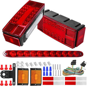Boat Trailer Lights Kit, Submersible Trailer Light LED Kit with 25FT Wiring Harness Marker Lights Light Bar for 12V Boat Truck RV Over 80 Inch