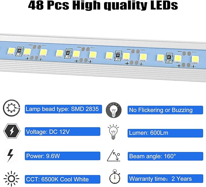 12v LED Interior Light Bar, 6500K White Light for Enclosed Cargo Trailer