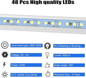 12v LED Interior Light Bar, 6500K White Light for Enclosed Cargo Trailer