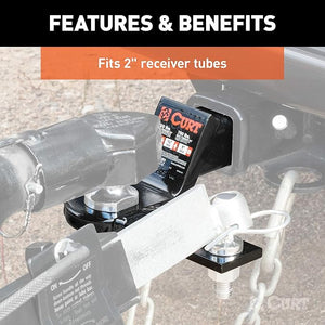 CURT 45820 Anti Sway Trailer Hitch Ball Mount, Fits 2-Inch Receiver, 7,500 lbs, 1-Inch and 5/8-Inch Holes, 2-In Drop