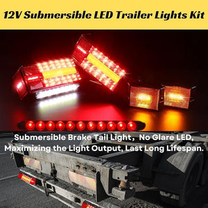Boat Trailer Lights Kit, Submersible Trailer Light LED Kit with 25FT Wiring Harness Marker Lights Light Bar for 12V Boat Truck RV Over 80 Inch