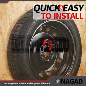 E Track Spare Tire Holder Mount, Upgraded E-Track Double Fittings Spare Wheel Carrier for Enclosed Trailers, Garages, Truck, Warehouse and Semis, Etrack Rail Accessories for E Track System