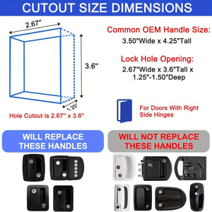 Upgraded RV Door Locks RL001 - Paddle Deadbolt, Camper Door Latch Lock Replacement Kit - For Travel Trailers, Camper, Horse Trailer, Cargo Hauler