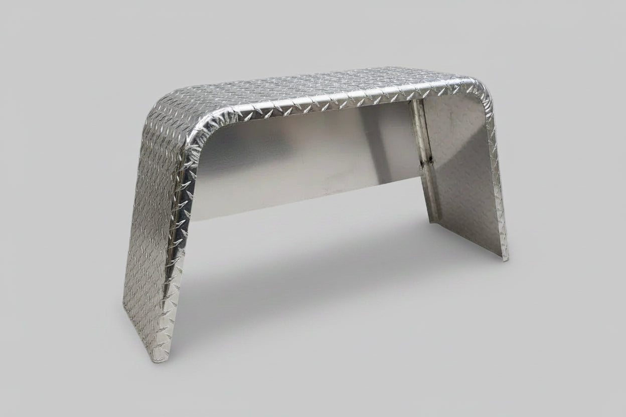 Kampco Jeep-Style Aluminum Trailer Fender – 36" Diamond Plate | With or Without Backer Plate | Single Axle