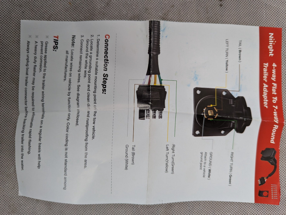 4 Way Flat to 7 Way Round Blade Trailer Adapter Wiring Harness 4 Pin to 7 Pin Electrical Connector with Mounting Bracket for RV Truck