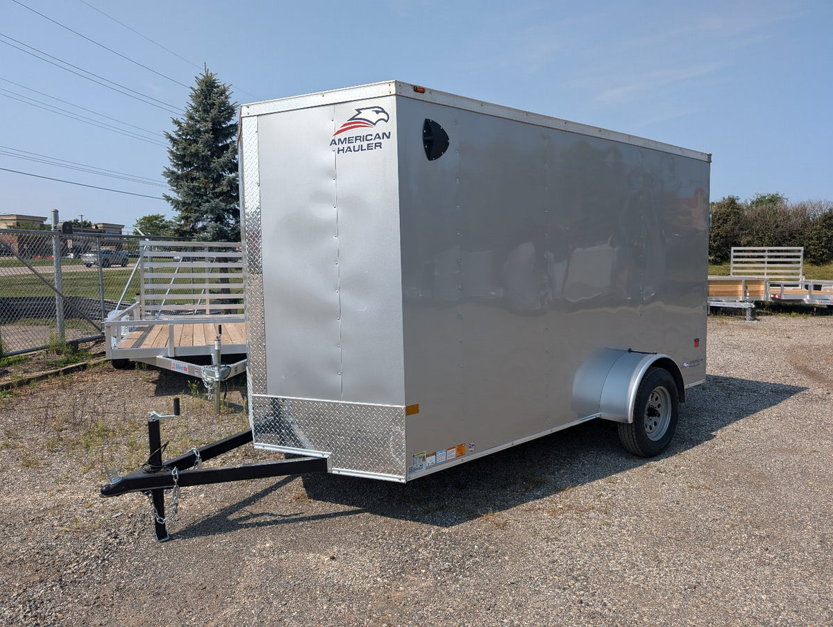 American Hauler 6x12 Enclosed Cargo Trailer w Ramp Door - Silver- Stock# 21839