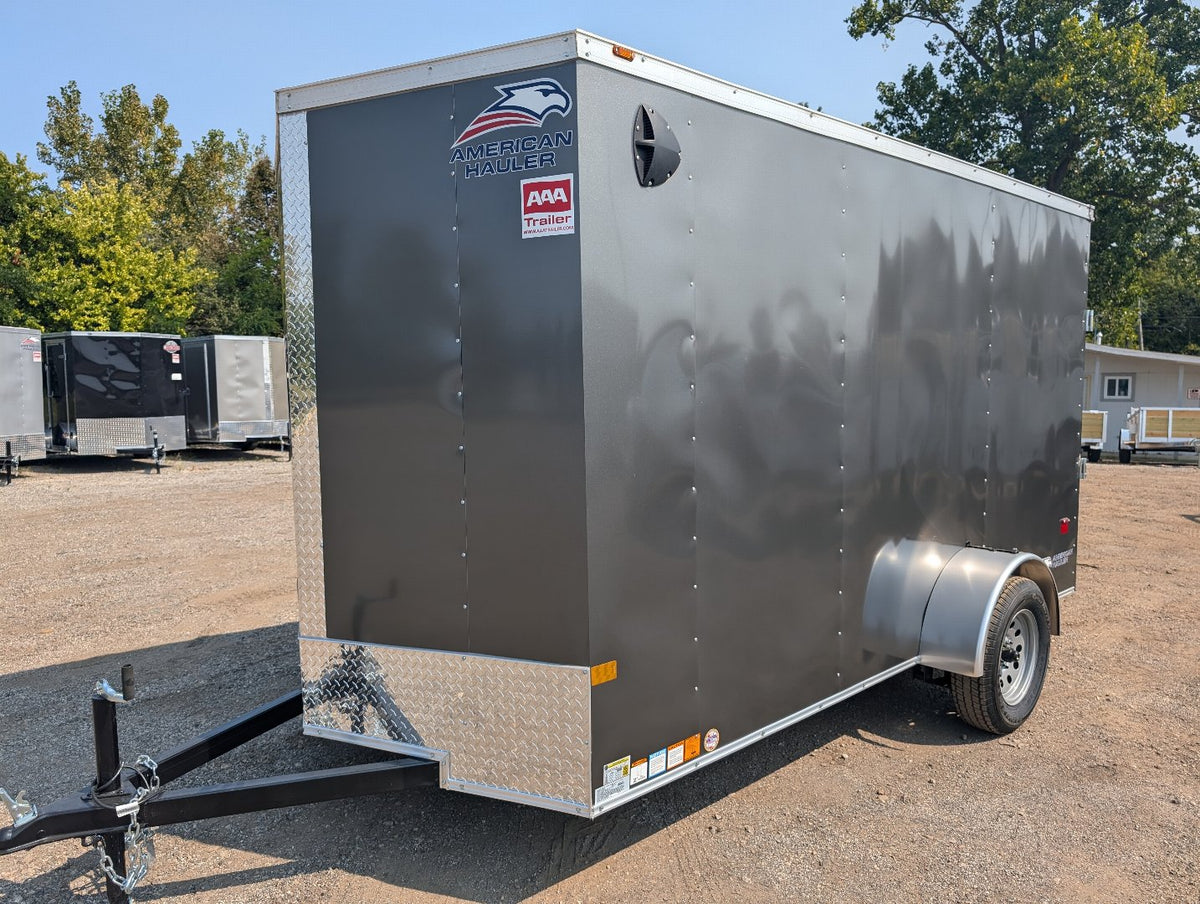 American Hauler 6x12 Enclosed Cargo Trailer w Ramp Door - Charcoal - Stock# 21115